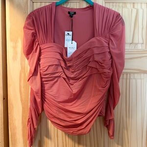 Express Coral Ruched Blouse